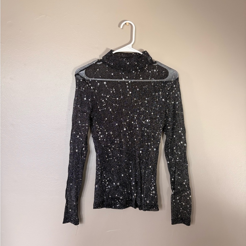 Elegant Black Glitter Women's Blouse